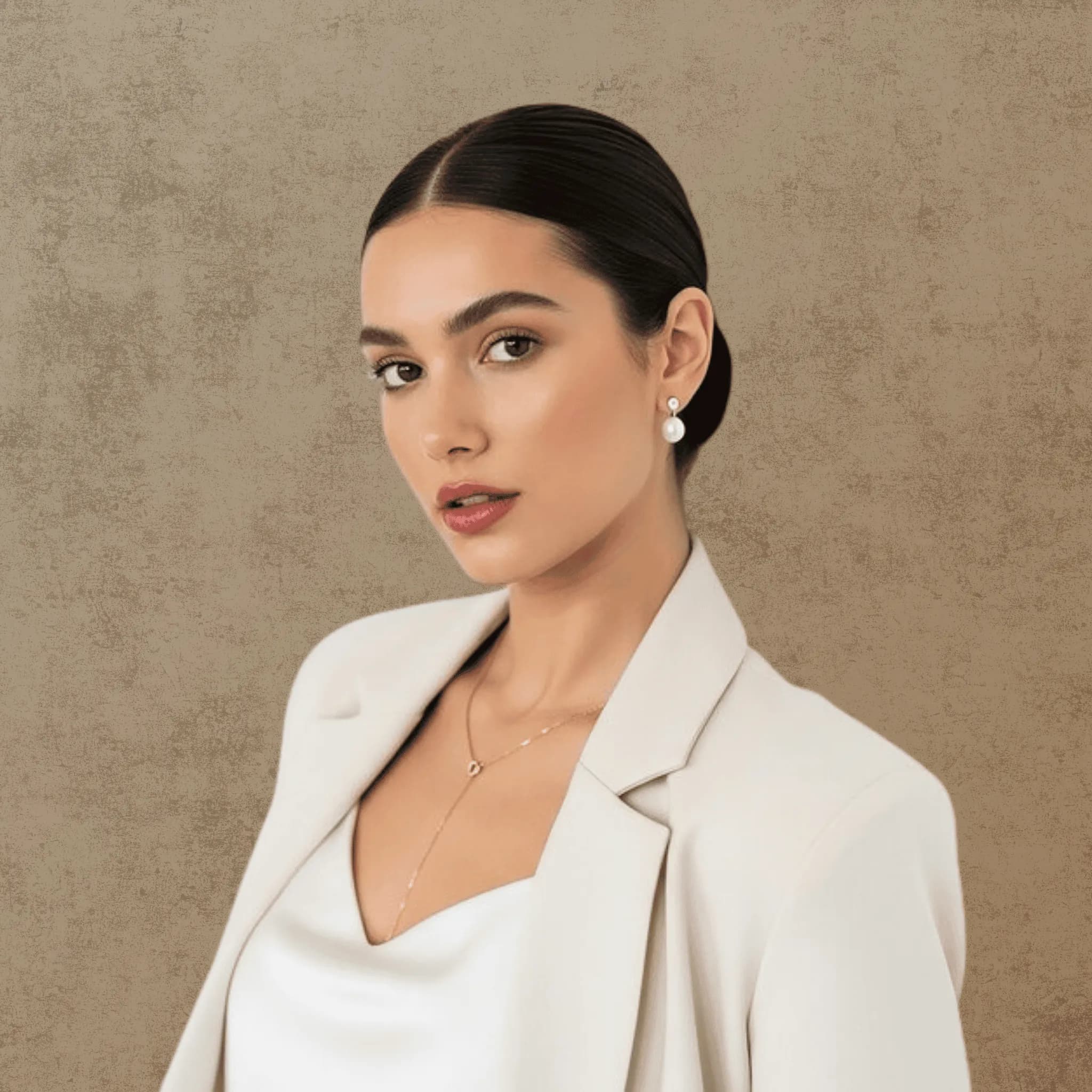 Celeste Studs — on ear — lifestyle / second angle