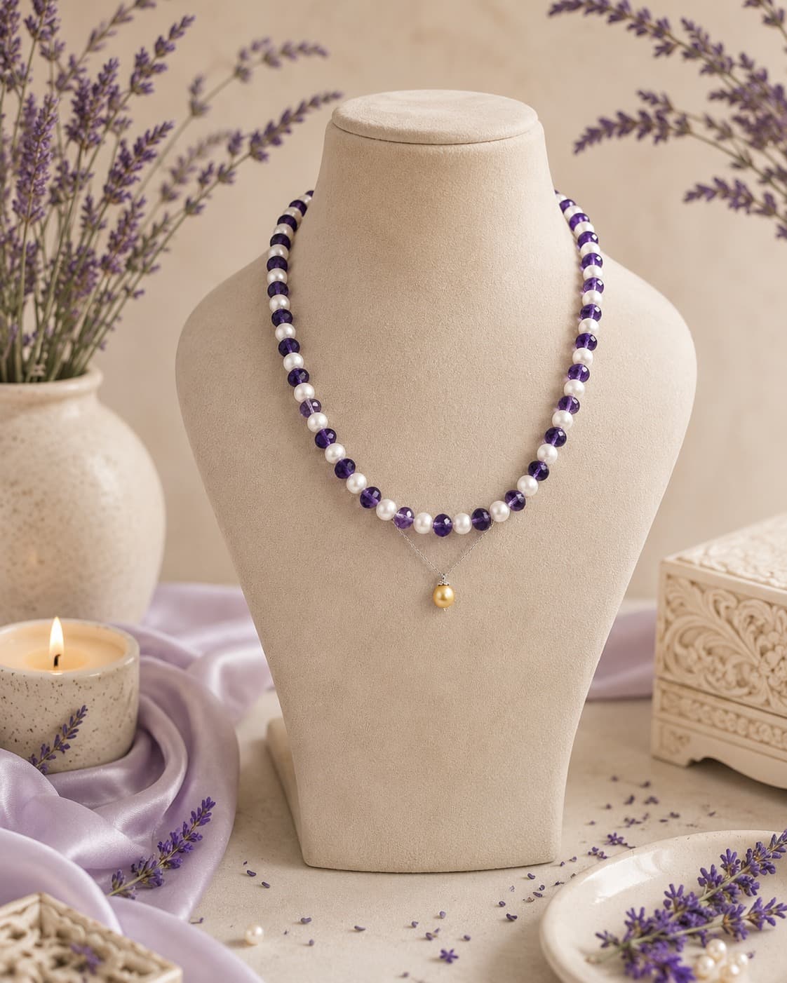 Lavanya Amethyst Necklace — editorial product shot
