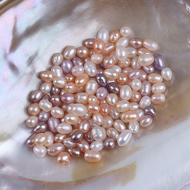 Naturally coloured freshwater pearls resting in a shell