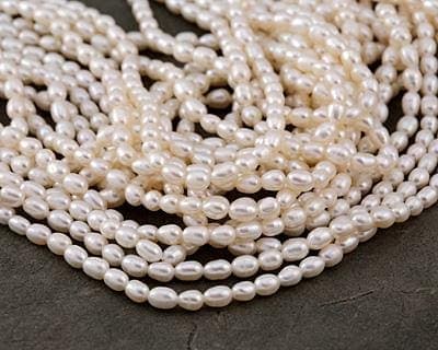 Delicate strands of rice pearls