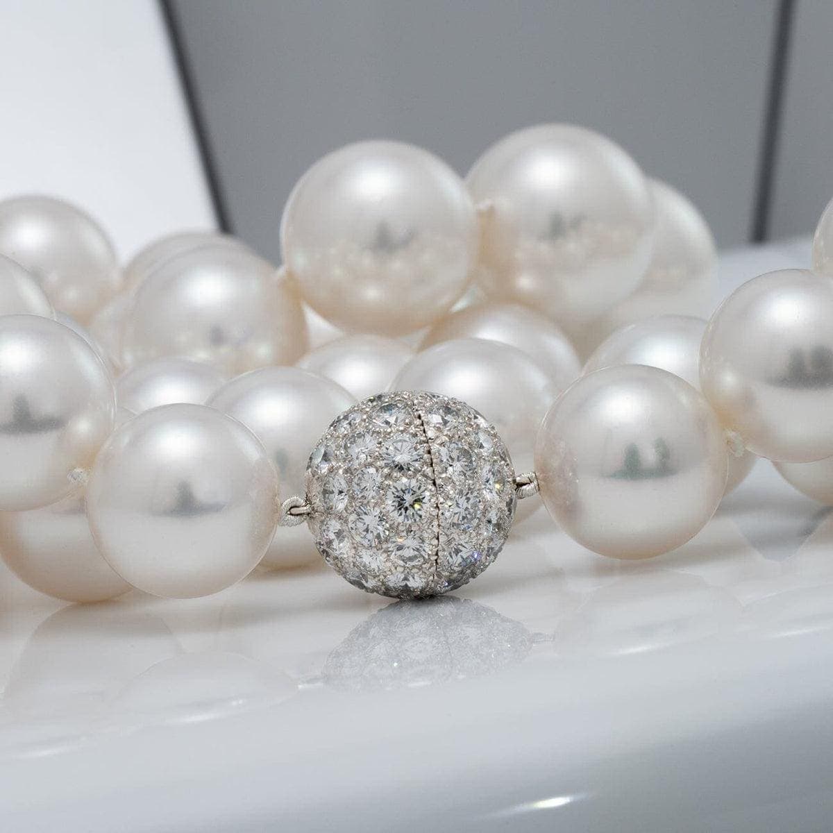 South Sea pearl strand with a diamond clasp